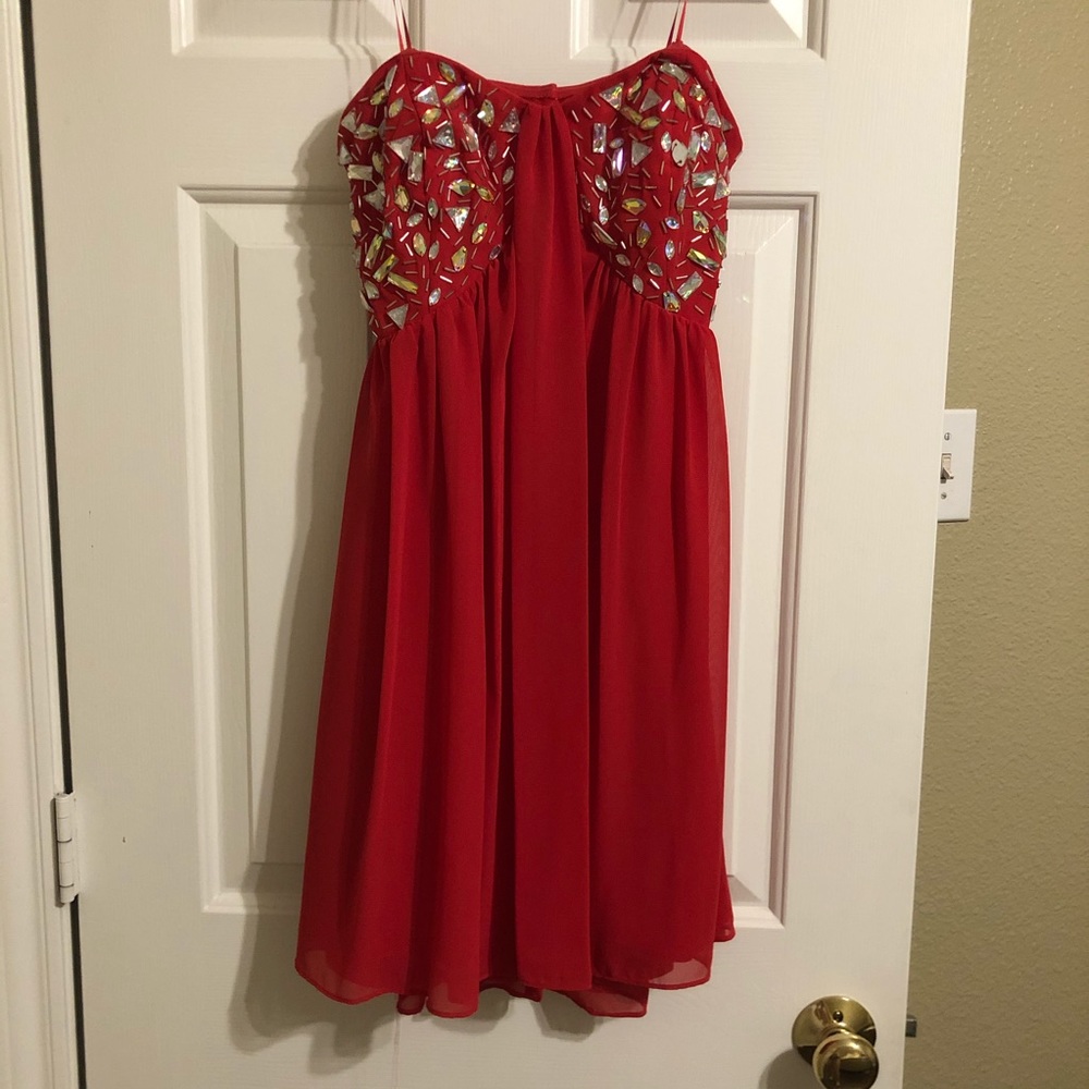 Red Open Back Cocktail Homecoming Dress
